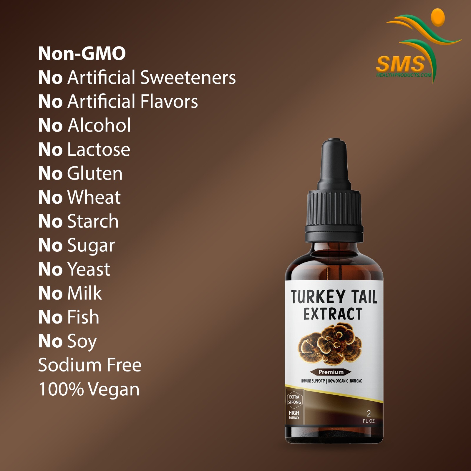 Turkey Tail Mushroom Extract Strong Organic Tincture Liquid Herbal Drops 2 Fl oz