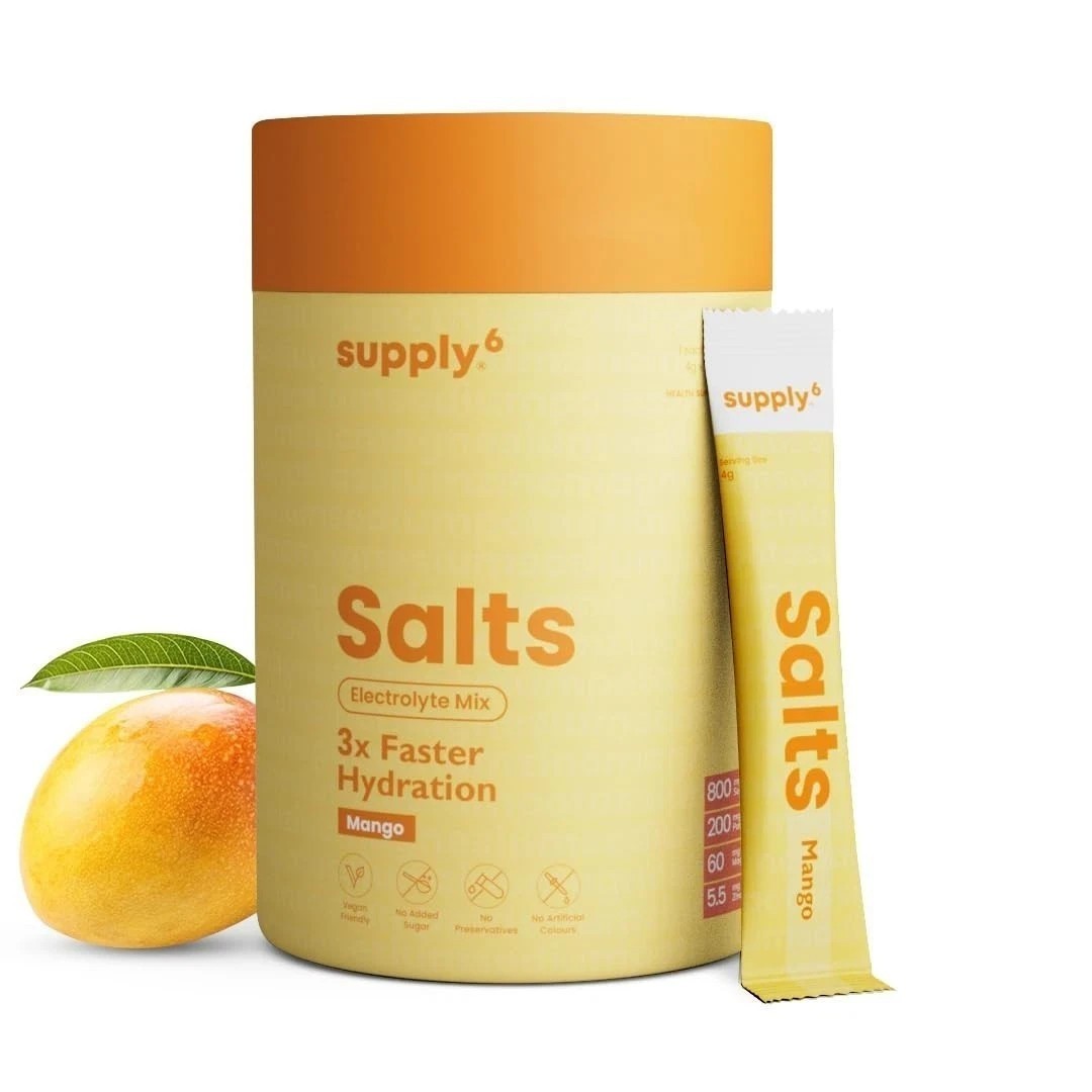 Supply6 Salts | Electrolyte Mix | Zero Added Sugar, (54 Servings, Mango) U438