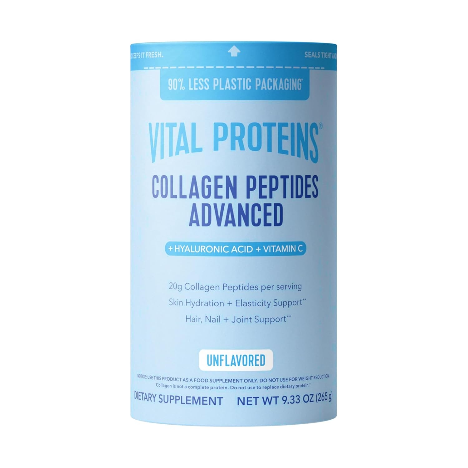 Unflavored Collagen Peptides Powder Supplement 12 Servings 9.33oz