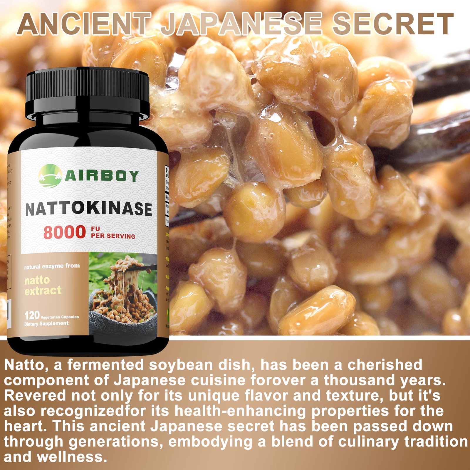 Nattokinase 8000FU – Blood Flow, Heart & Cardiovascular Health, High Quality