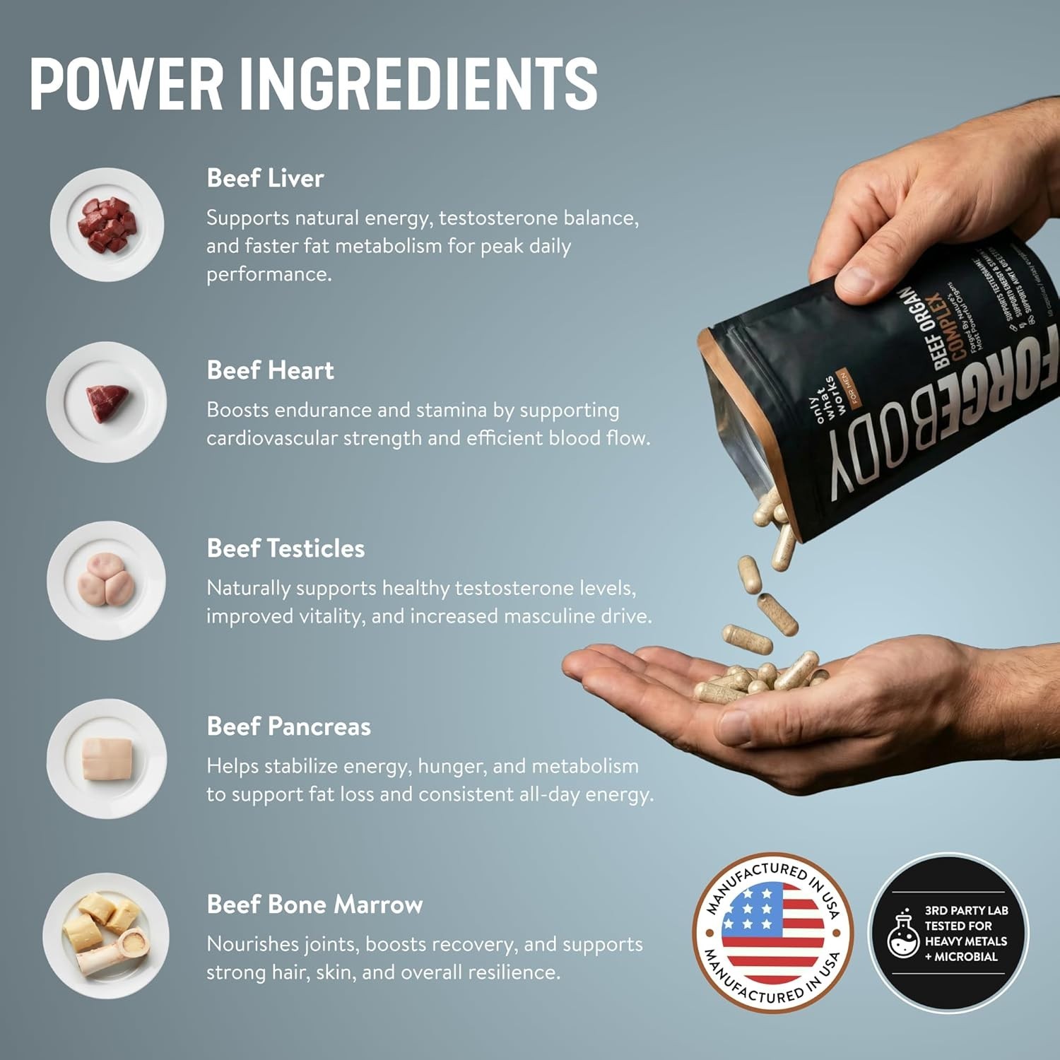 FORGEBODY® Beef Organ Complex Capsules [1 Month] – 100% Grass Fed Beef Organ Sup