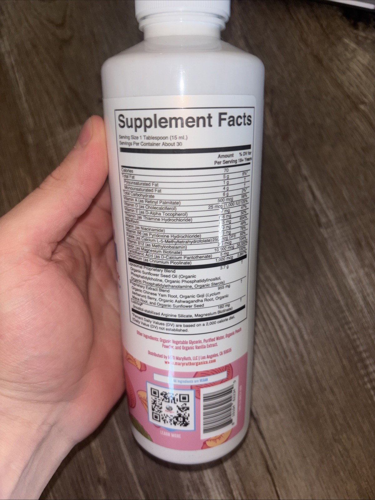 MaryRuth Organics Women’s Multivitamin+Hair Growth, 15.22 Fl Oz | Peach