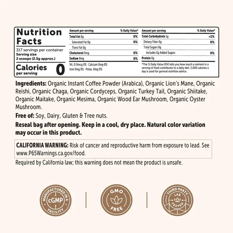 Micro Ingredients Organic Instant 10in 1 Mushroom Coffee Powder