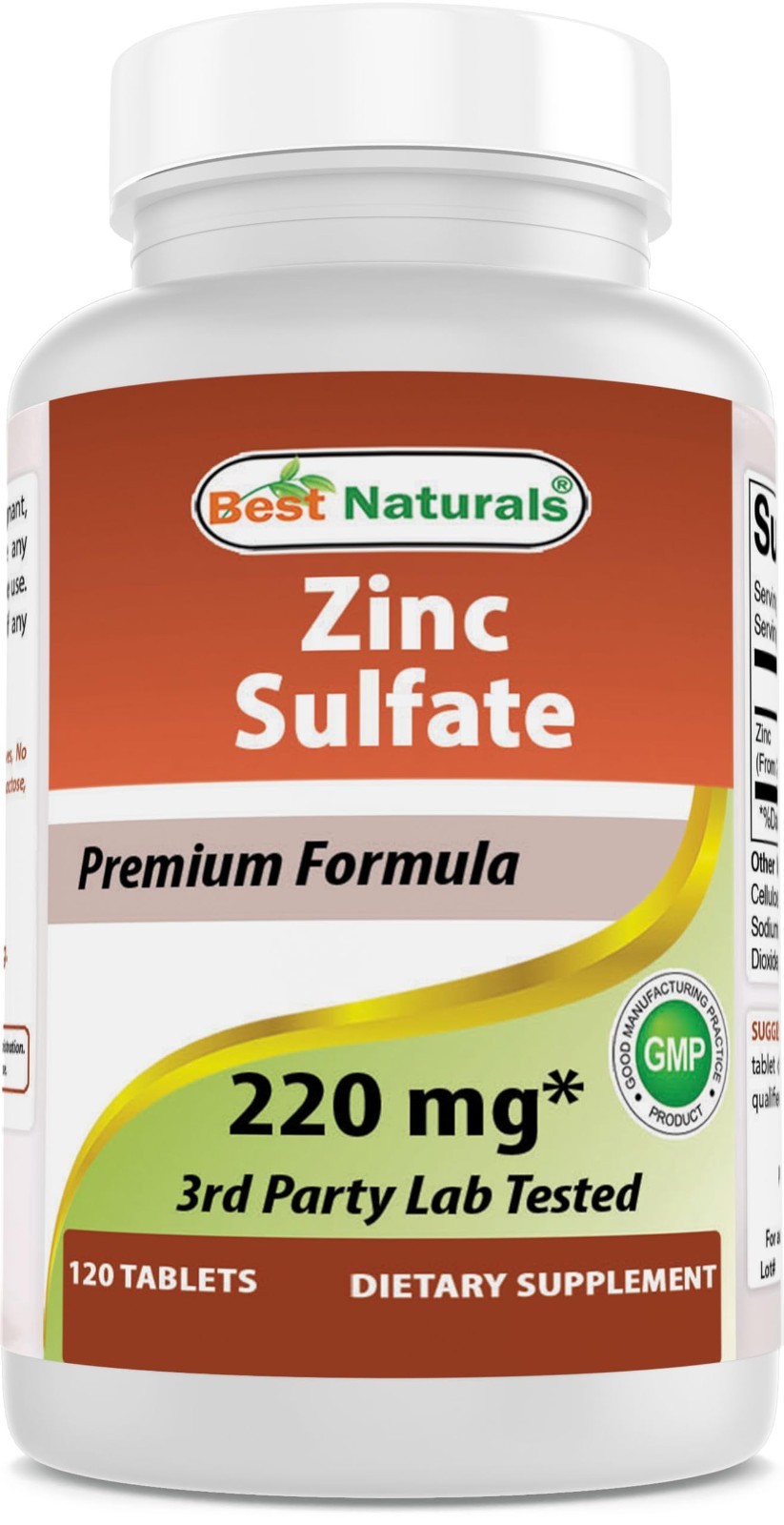 Zinc Sulfate 220mg – 120 Tablets, Lab Tested, Gluten Free, Non-GMO, USA Made