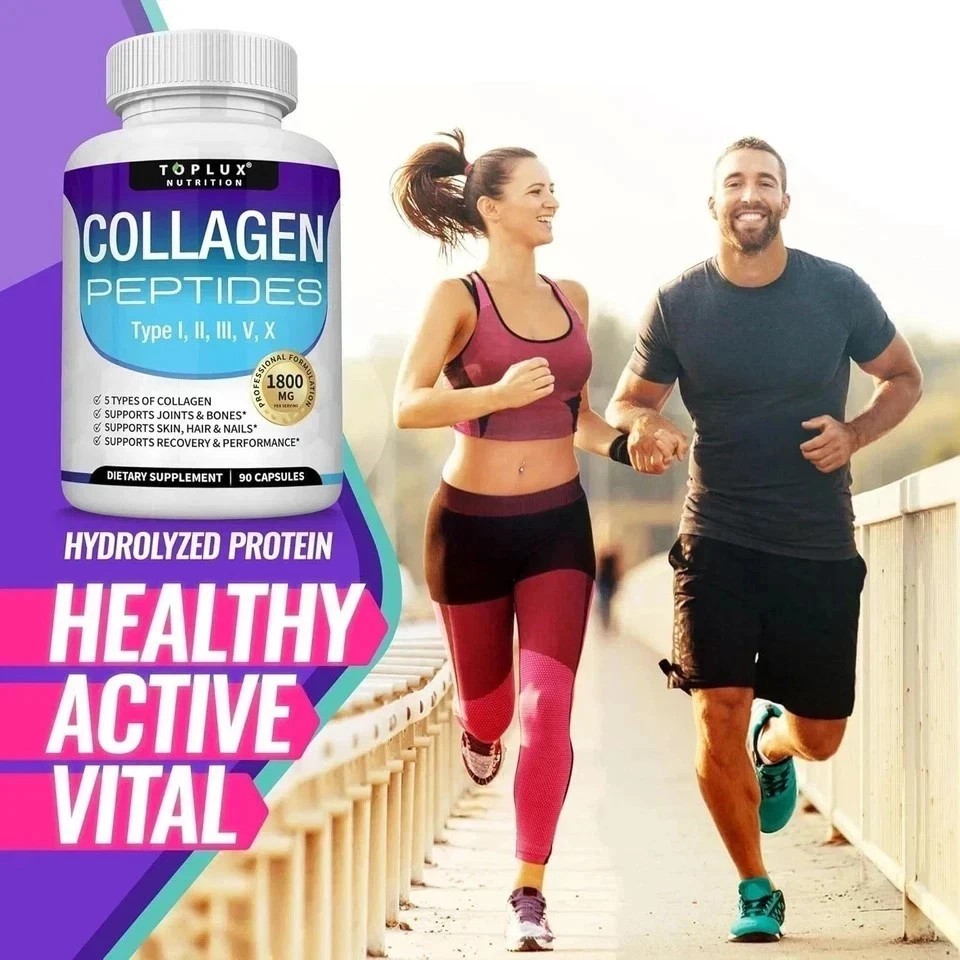 Premium Collagen Peptides🔥 1800 MG Hydrolyzed Anti-Aging (Types I,II,III,V,X)