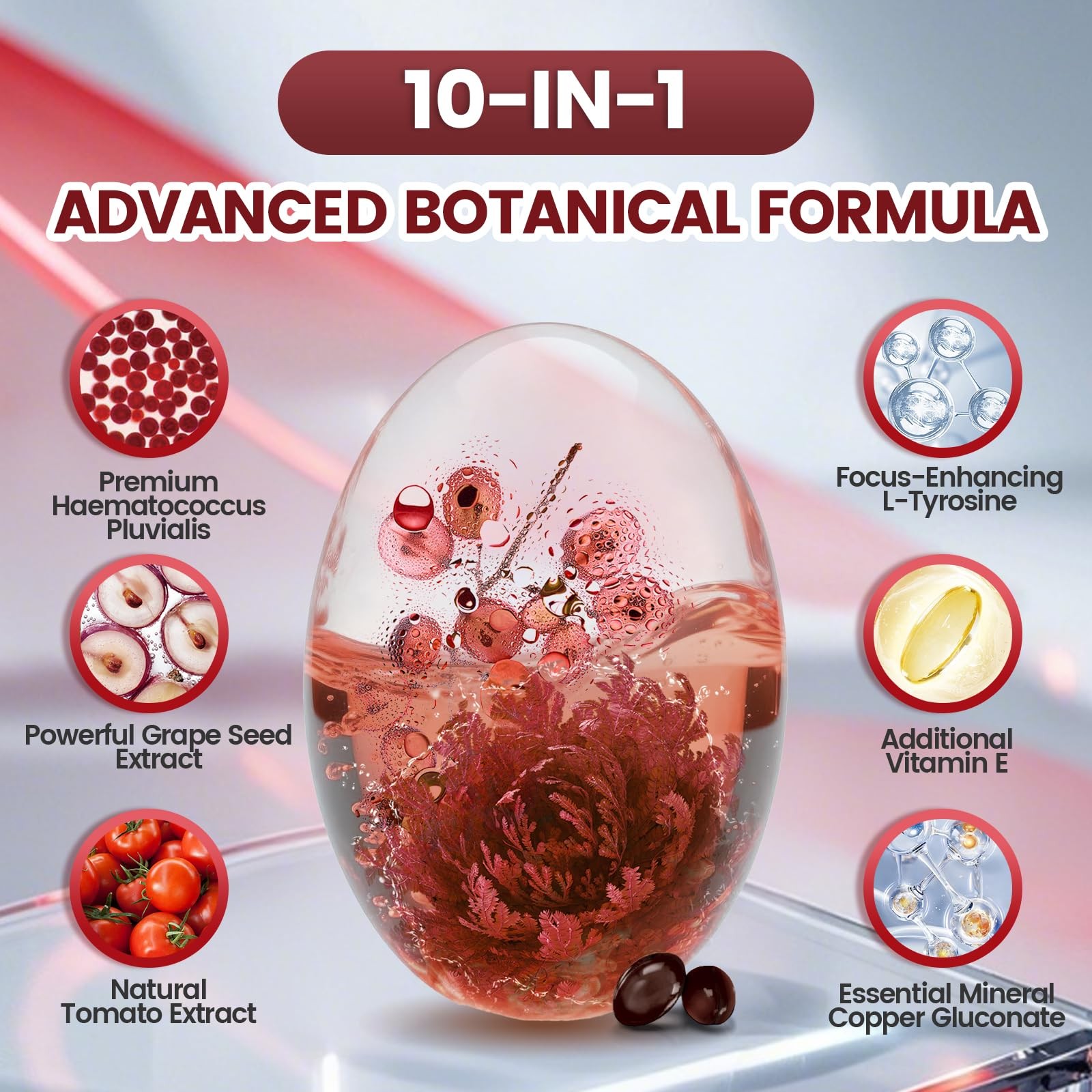 10 in 1 Astaxanthin 12mg 240 Count (Pack of 1), | 1 Bag | 240 Softgels