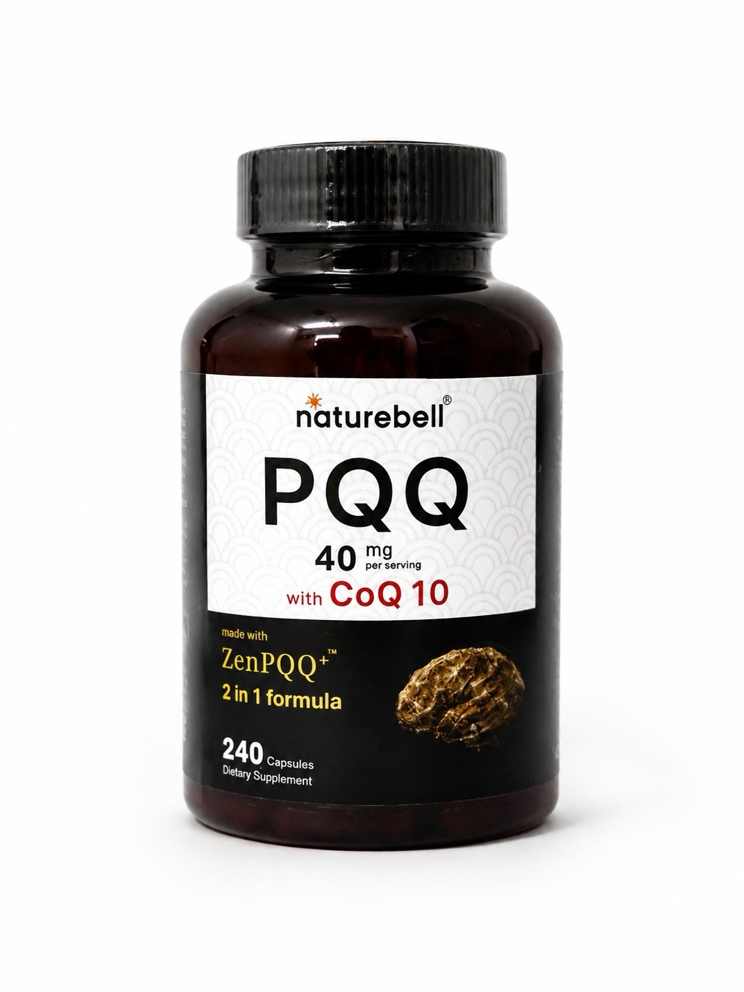 2-Pack NatureBell PQQ 40mg CoQ10 240 Capsules ZenPQQ Energy Focus Support