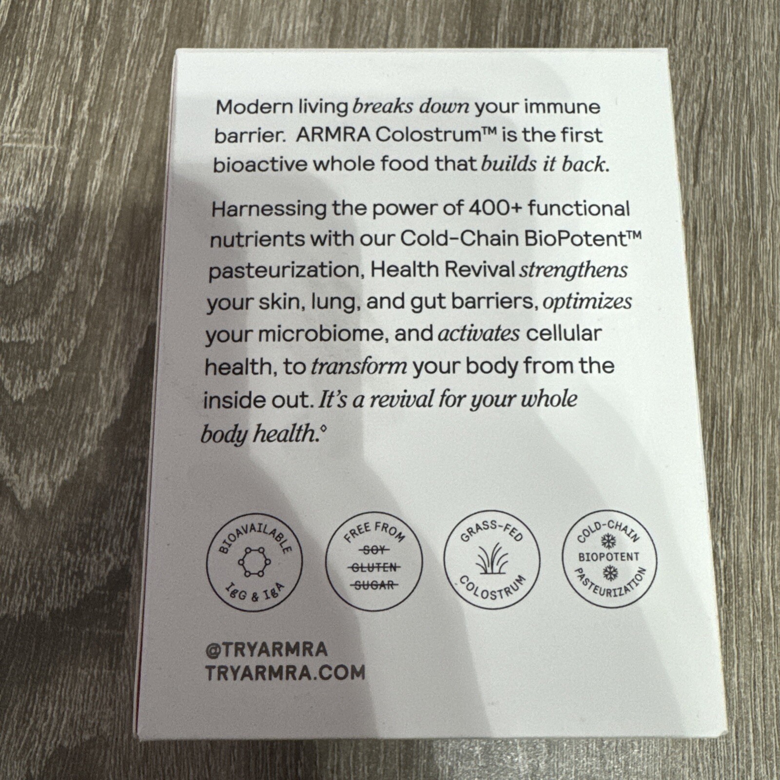 ARMRA Colostrum Health Revival Blood Orange Immune Barrier Support 30 Pack 8/26
