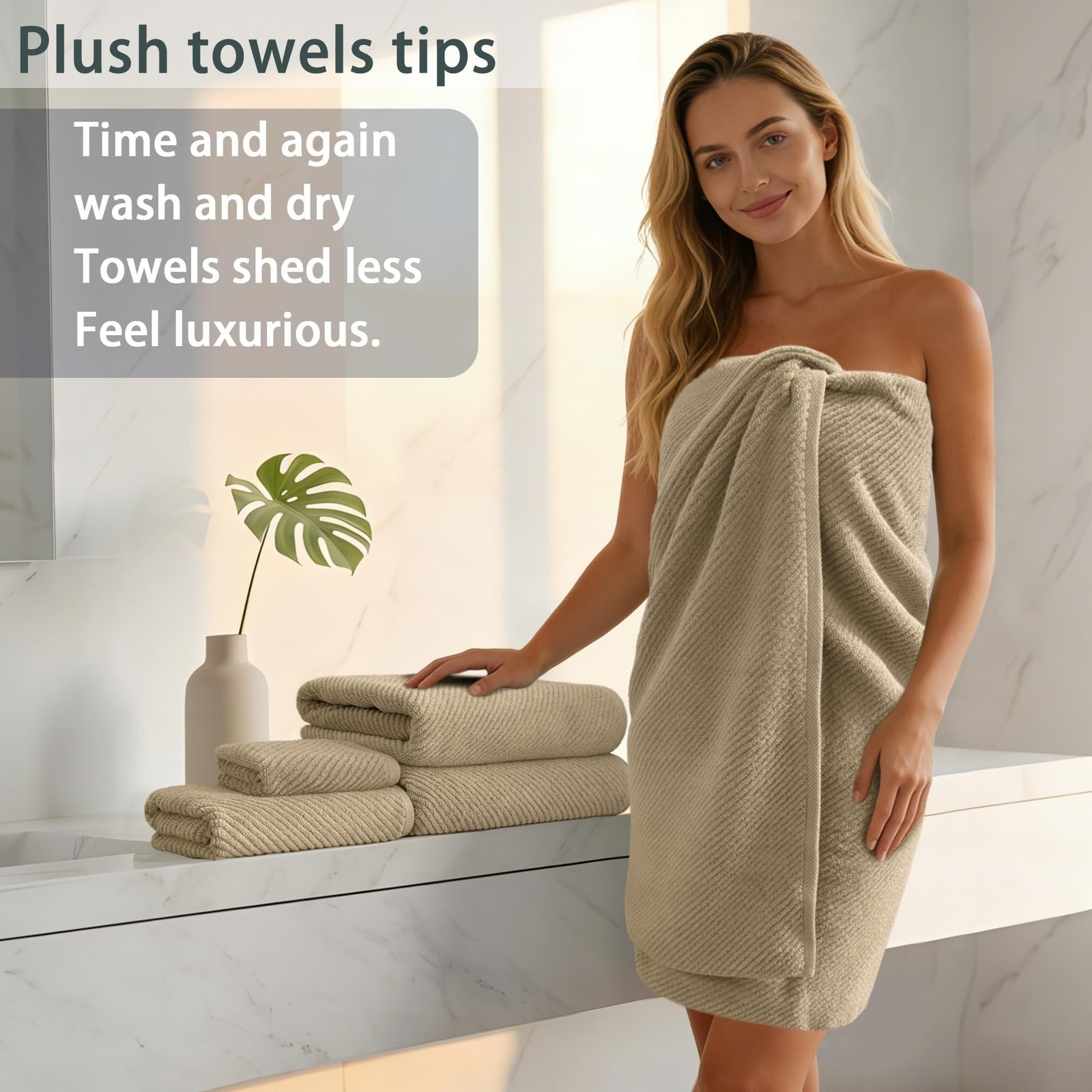 VOOVA & MOVAS Bath Towel Sets – 100% Cotton | Quick Dry | Light Weight | Thic…