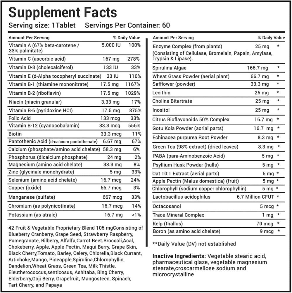 Multivitamin MultiMineral for Men, Daily Mens Vitamin Supplement: Non-GMO