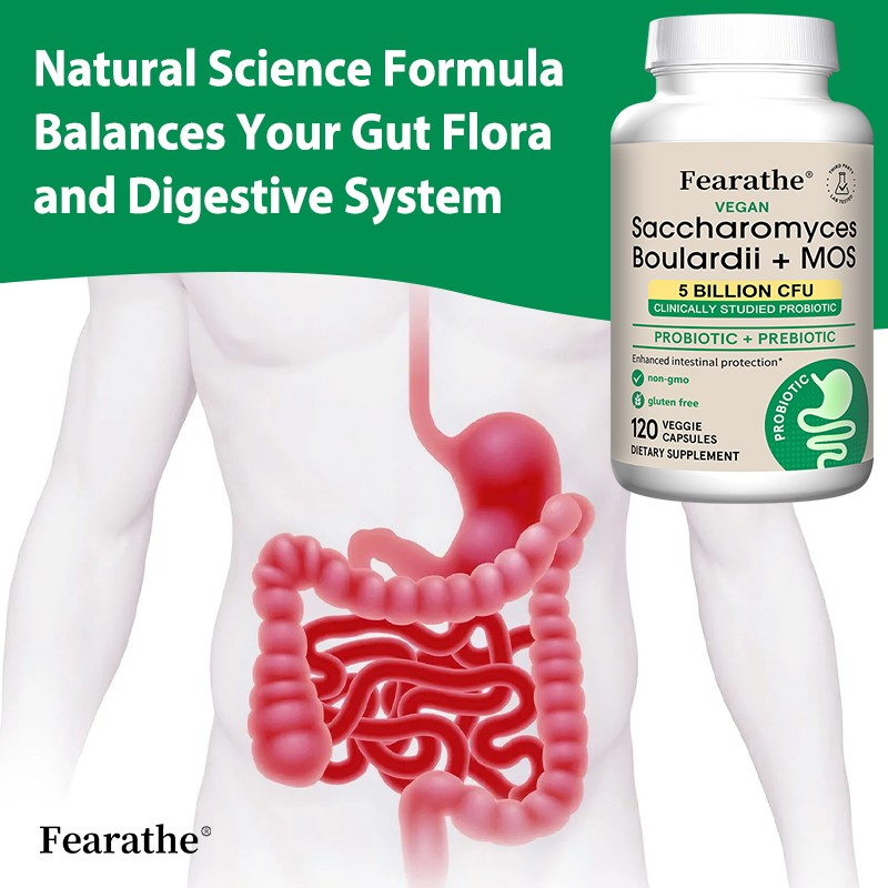 Saccharomyces Boulardii + Mos 5 Billion Cfu Gut Health 30/60/120 Capsules Vegan