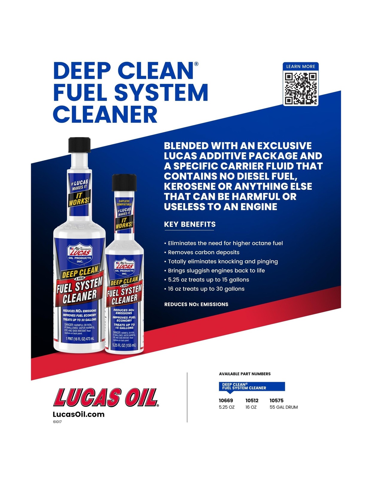 Lucas Oil 10512-12PK Deep Clean Fuel System Cleaner – 16 oz., (Case of 12)
