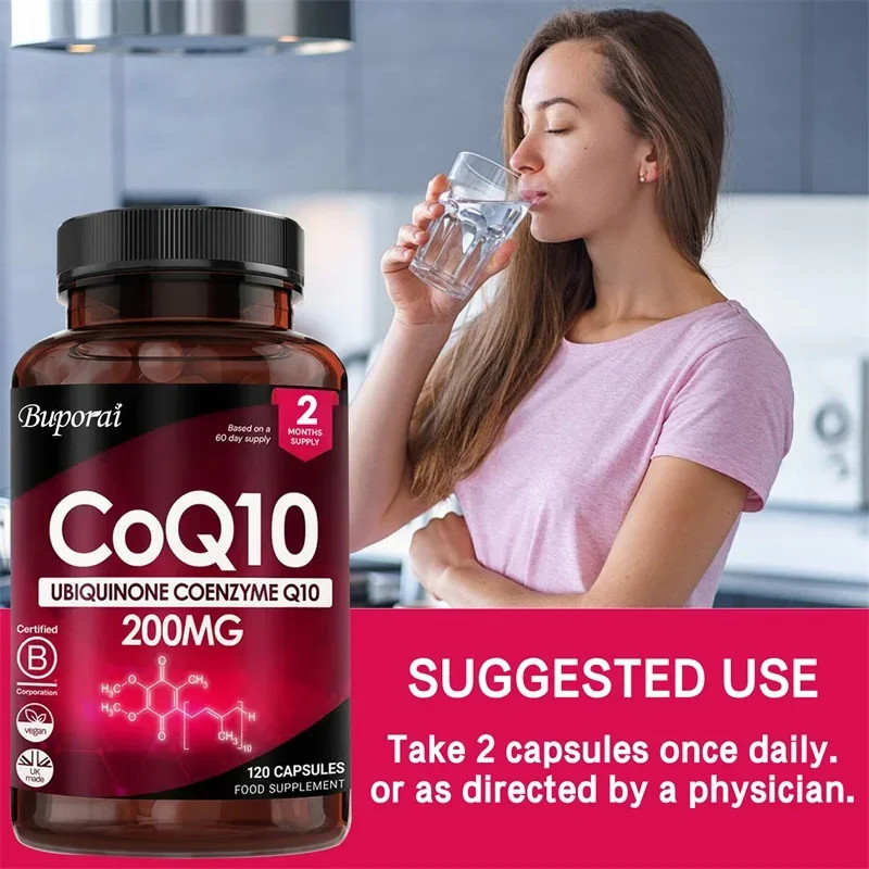 CoQ10 Ubiquinone Coenzyme 200mg 120pcs, Supports Heart and Blood Vessel Health