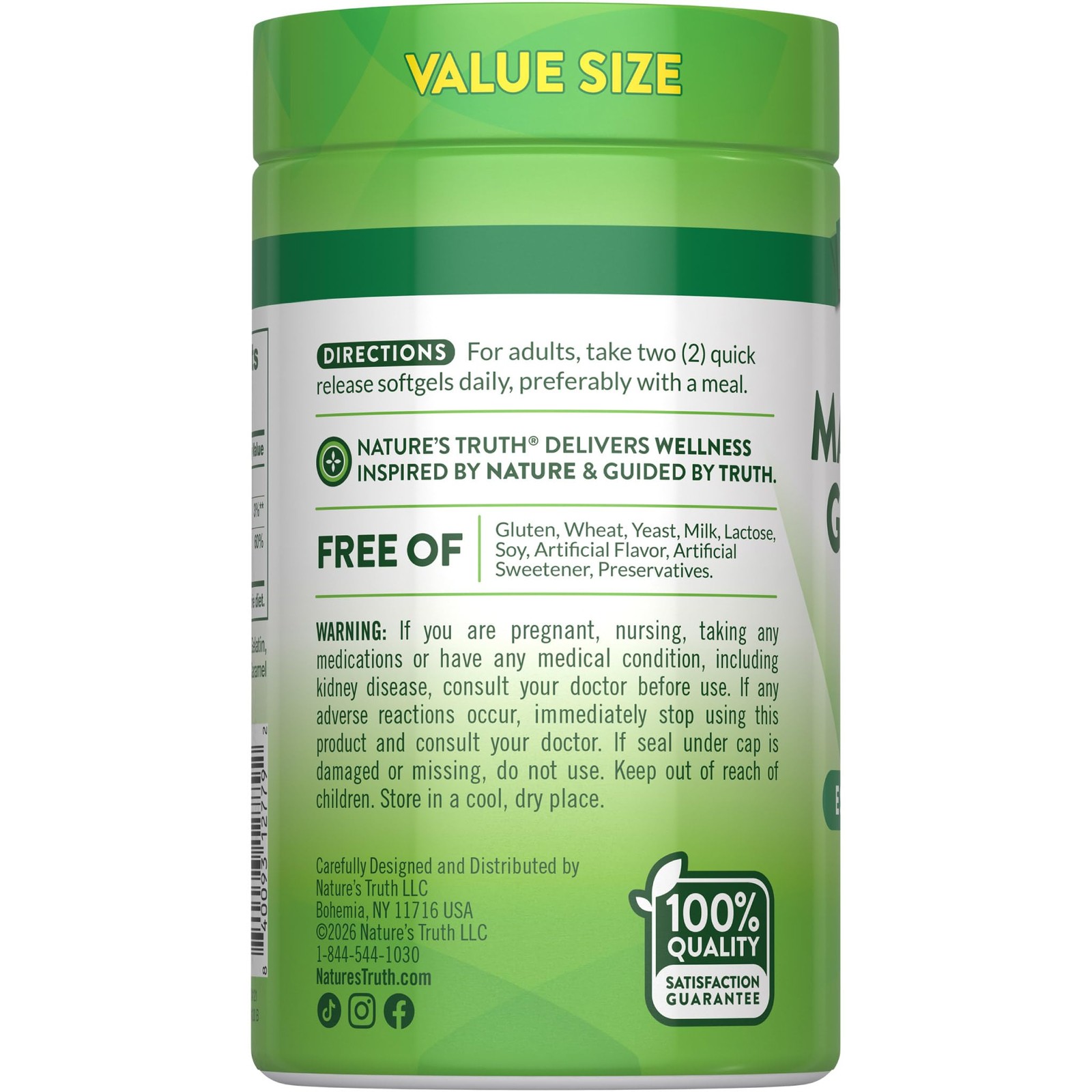 Nature’s Truth Magnesium Glycinate 250mg | 120 Softgels 120 Count (Pack of 1)