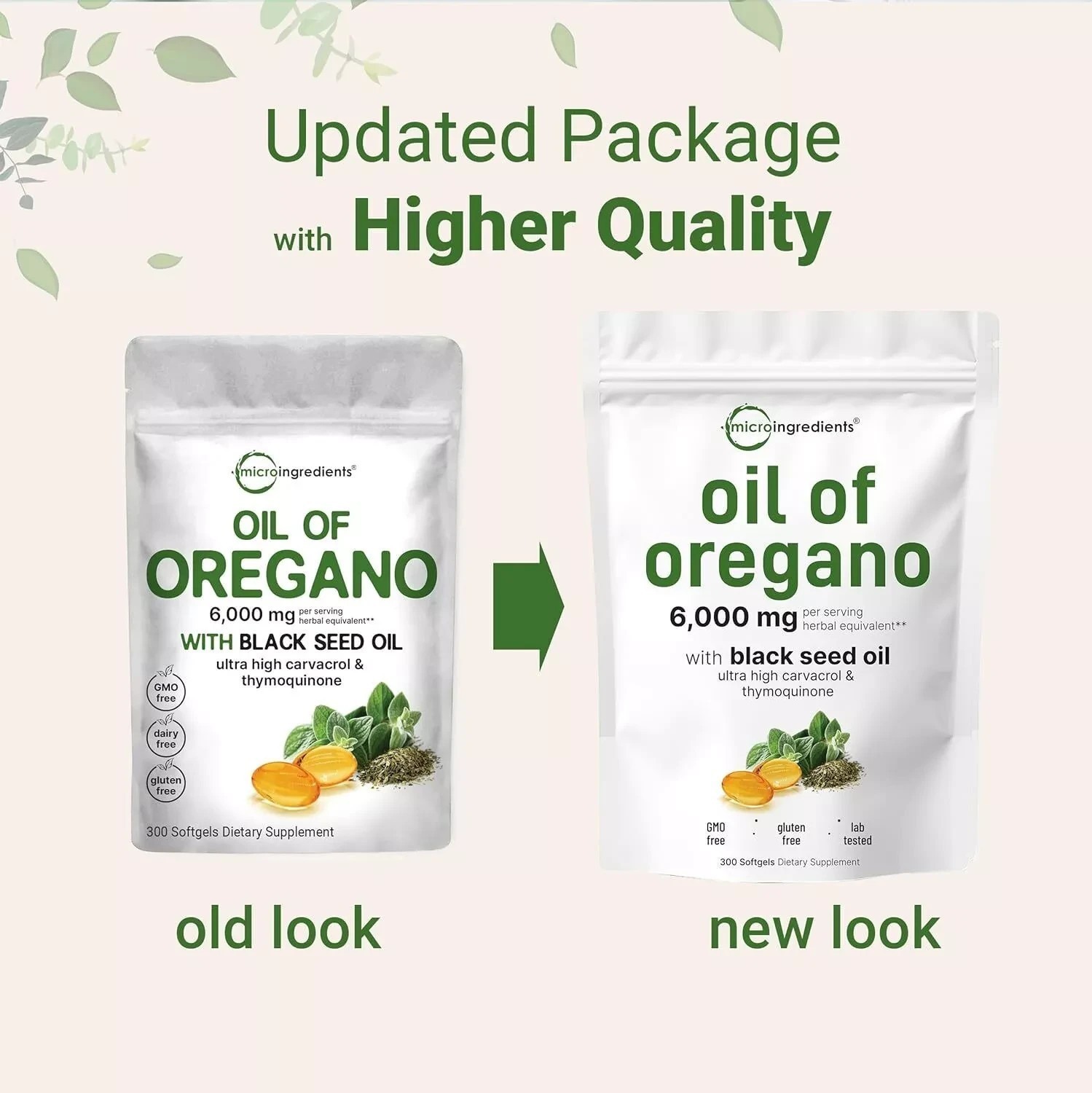 2 in 1 Oil of Oregano & Black Seed Softgels Count with Carvacrol,Immune Supports
