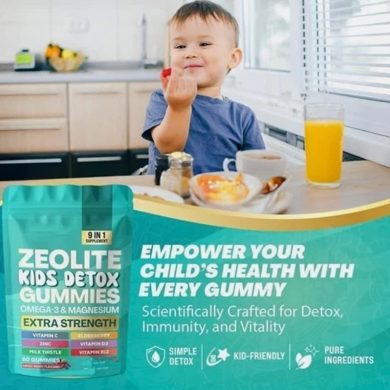 Detox Gummies Kids All-in-One Mixed Berry Flavored Zeolite 60 Gummies 1