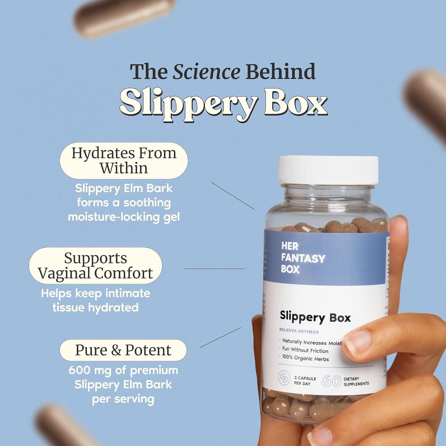 | Slippery Box | Fast-Acting Slippery Elm Capsules for Feminine Wellness & In…