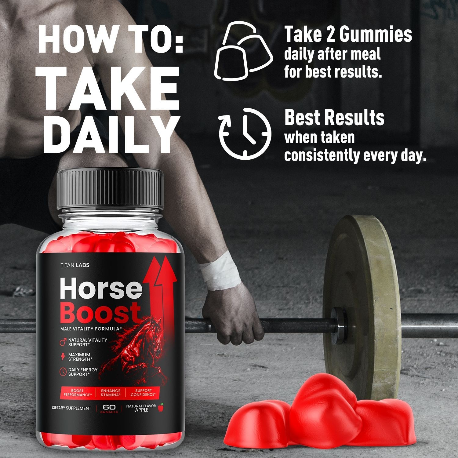 (3 Pack) Horse Boost ACV Gums Male Health Support Formula HorseBoost 180 Gummies