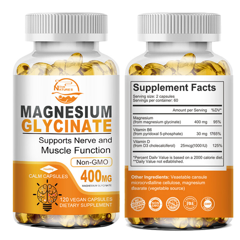 Magnesium Glycinate 400mg – 120 Capsules For Sleep, Stress Relief Support Bone