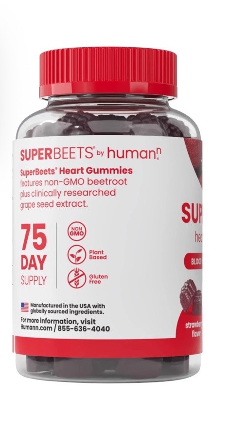 2 PACK- SuperBeets HEART Gummies, Strawberry Flavor Blood Pressure Support 150ct