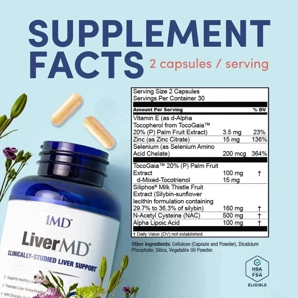 1MD Nutrition LiverMD support healthy liver, 60 Caps, (Pack of 5)