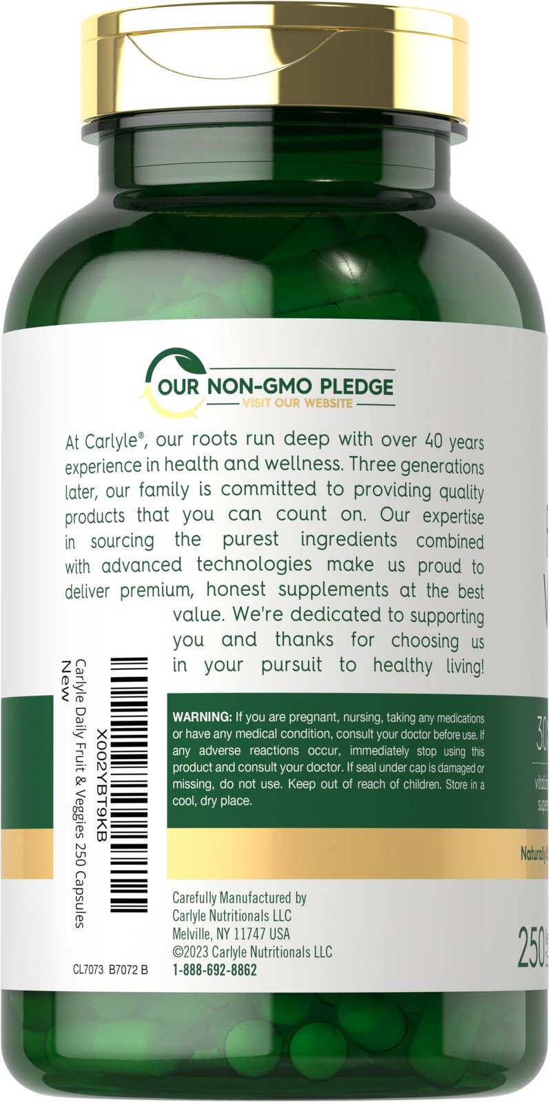 Carlyle Fruits and Veggies Supplement | 250 Capsules | 250 Count (Pack of 1)