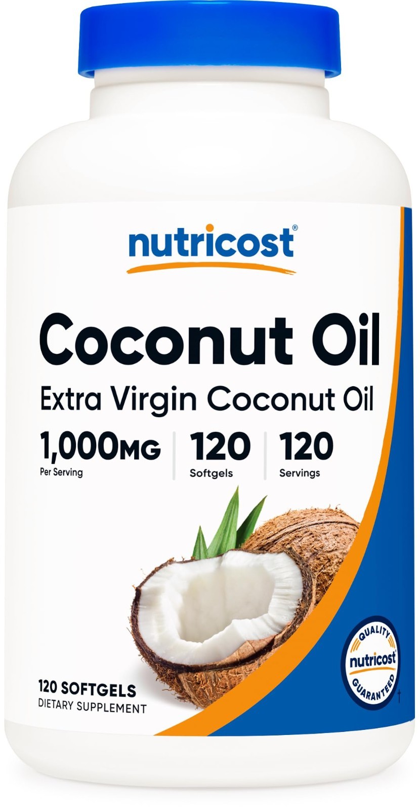 Coconut Oil Softgels 1000mg – Extra Virgin, Gluten-Free, Non-GMO, 120 Count