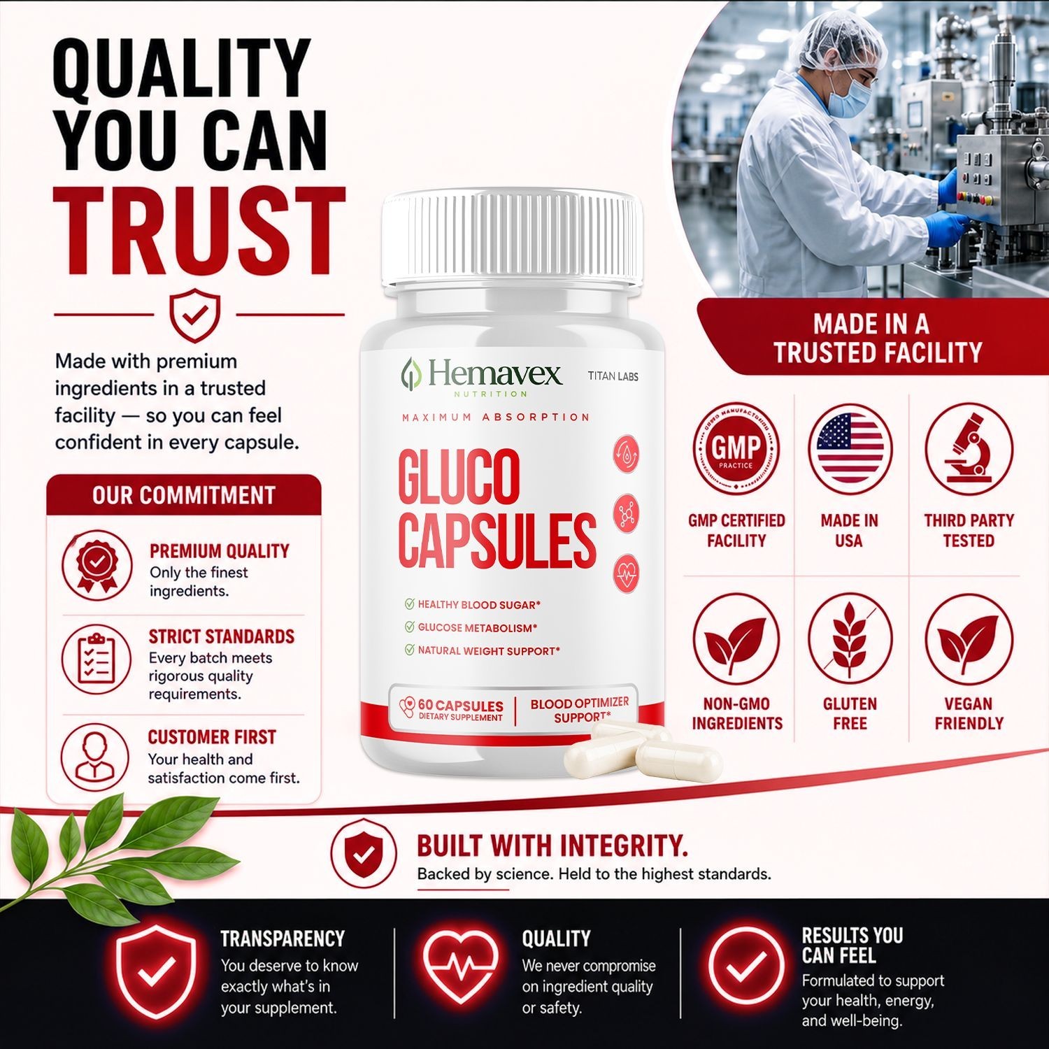 (1 Pack) Hemavex Advanced Blood Health Support Supplement Hema Vex 60 Capsules