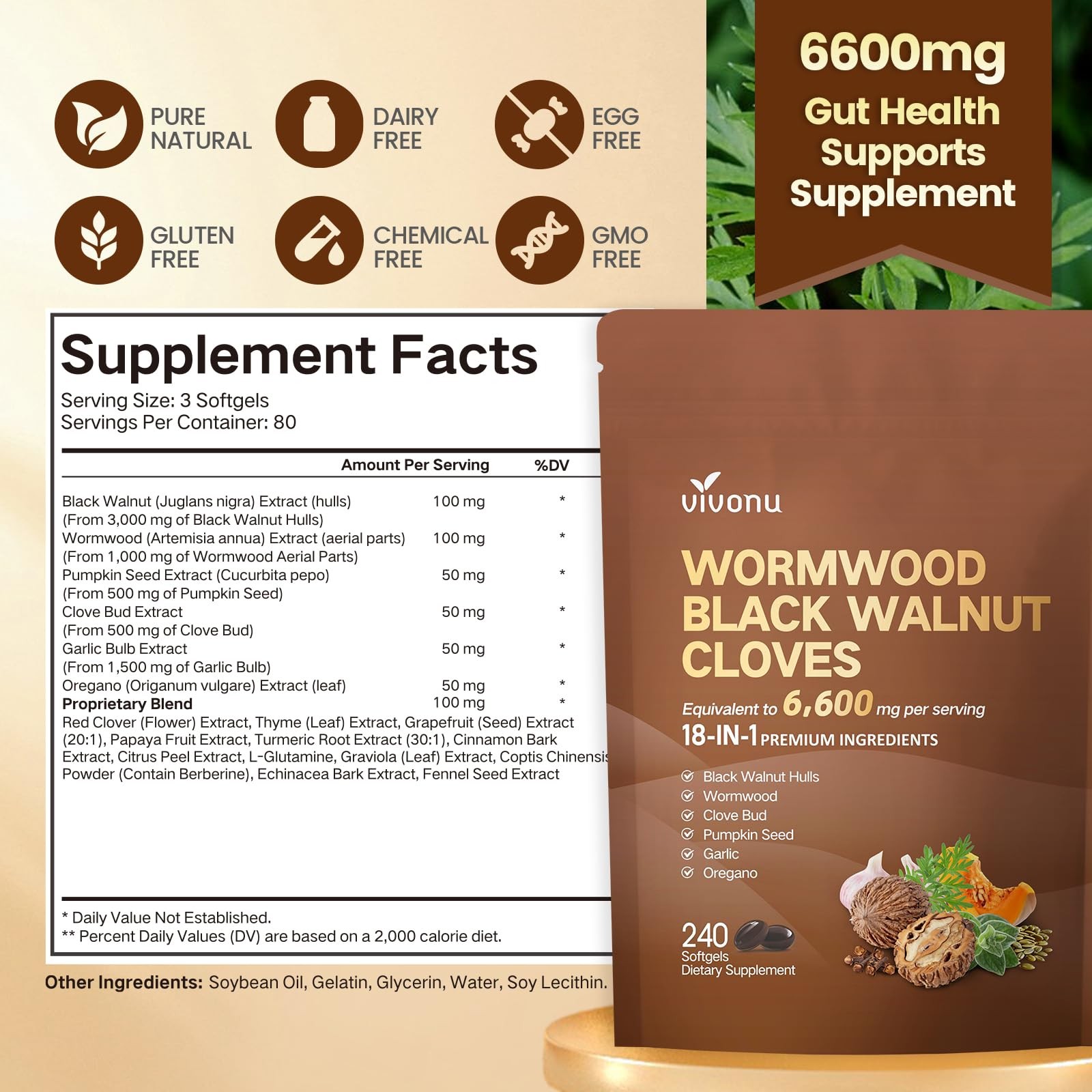 18-in-1 Black Walnut Wormwood Cleanse for Humans, 1 Count (Pack of 1), 1 Bag