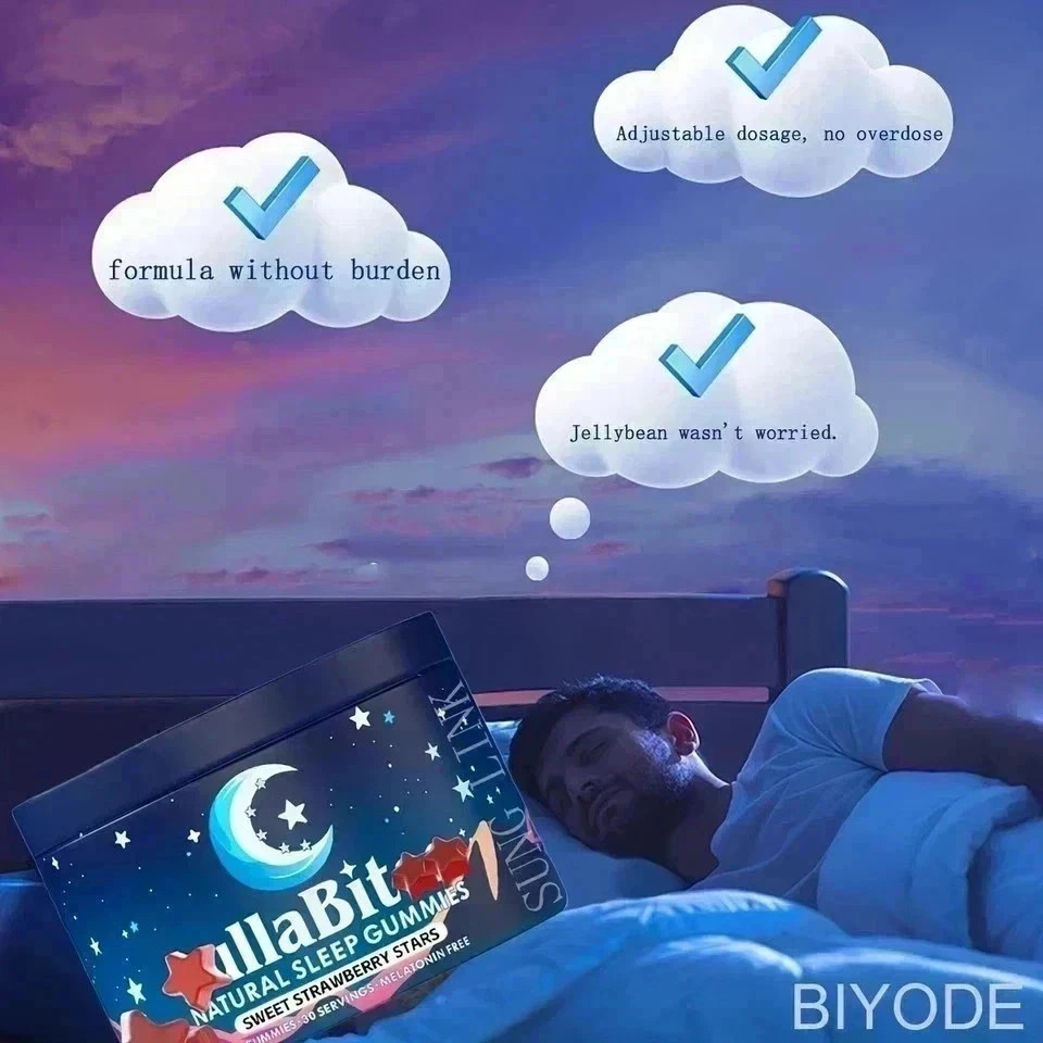 LullaBites Natural Sleep Gummies – Strawberry Stars – 60 Gummies – Sleep Support