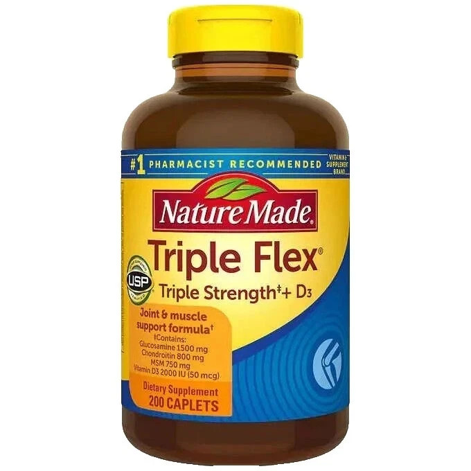 Nature Made TripleFlex Triple Strength + D3 200 Caplets Joint Support Exp 08/27