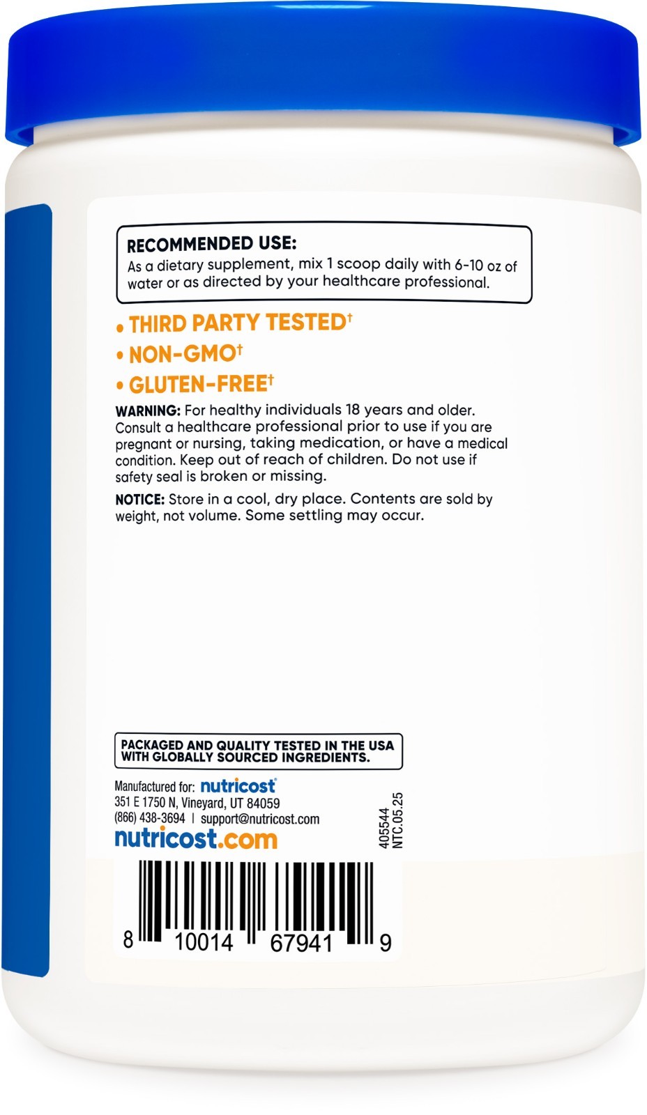 Nutricost Magnesium Citrate Powder (500 Grams) (Unflavored) – Non-GMO