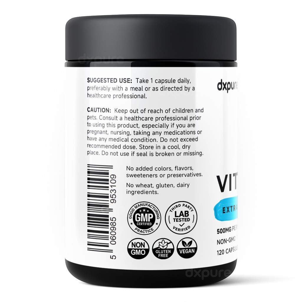 Vitamin B1 Thiamine 500mg – 120 Capsules – Gluten Free Non-GMO