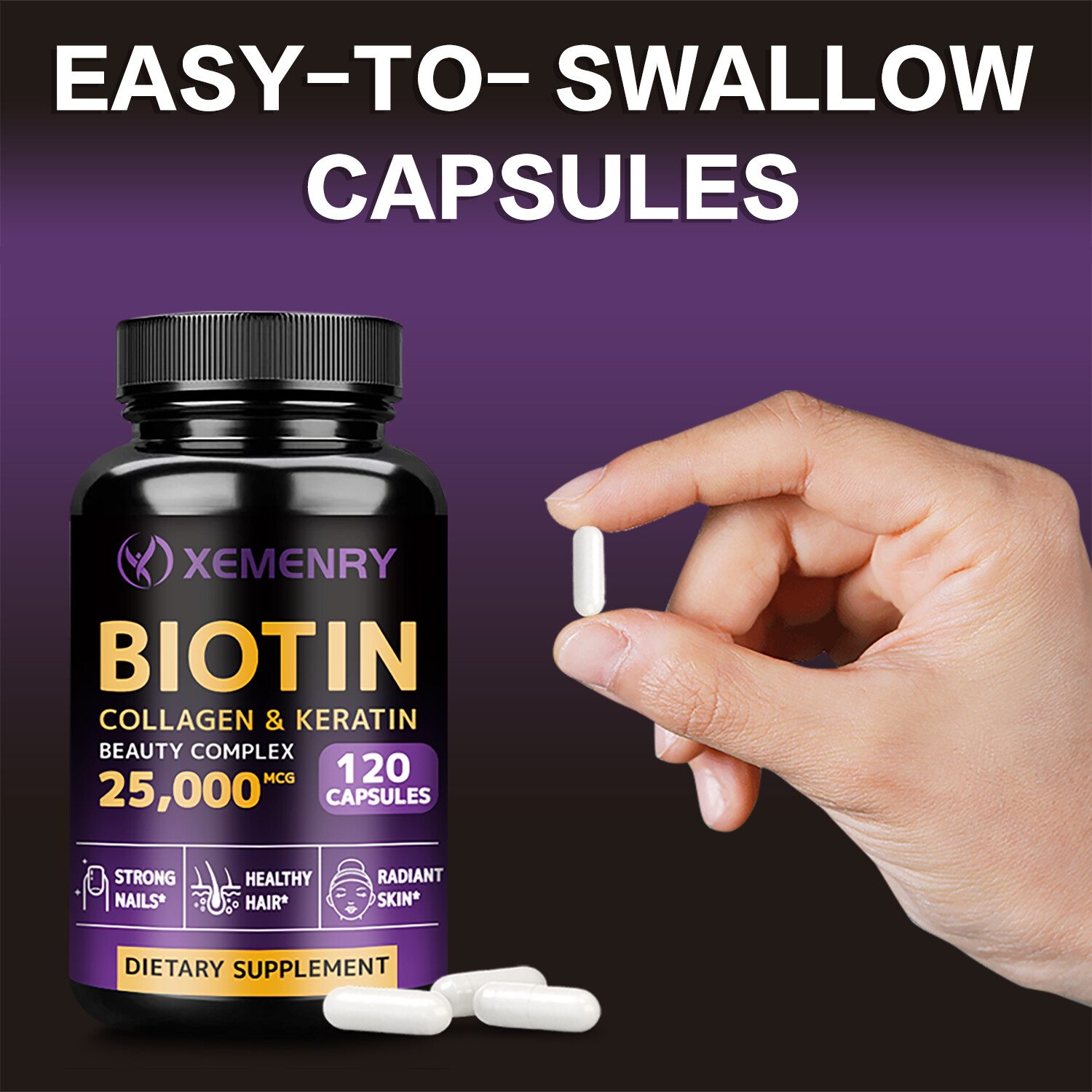 Biotin Collagen & Keratin 25,000mcg – for Hair, Skin, Nails, Bones &Joint