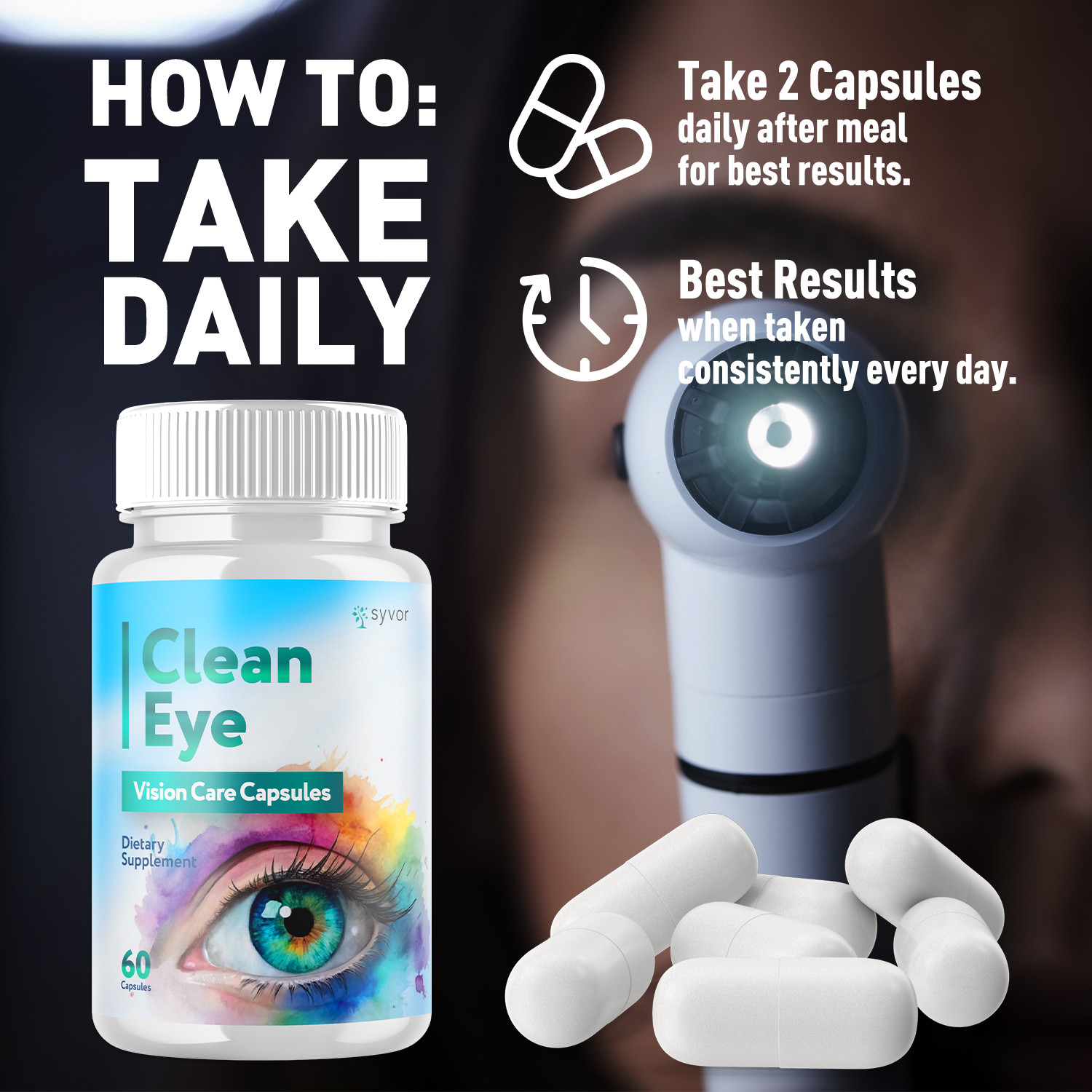 (1 Pack) Clean Eye Advanced Support For Healthy Eye Vision CleanEye 60 Capsules