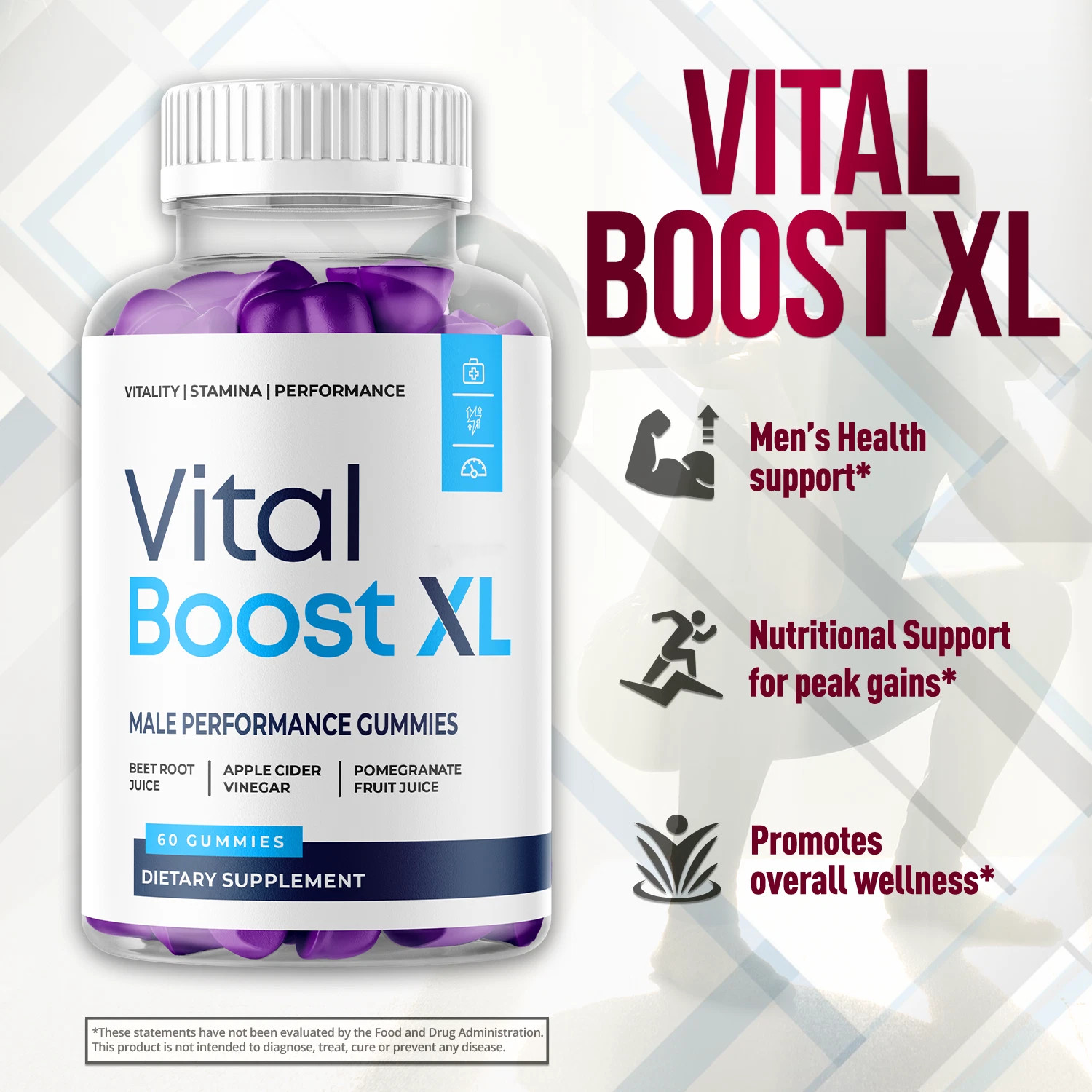 (3 Pack) Vital Boost XL Male Gummys Advanced Formula VitalBoost XL 180 Gummies
