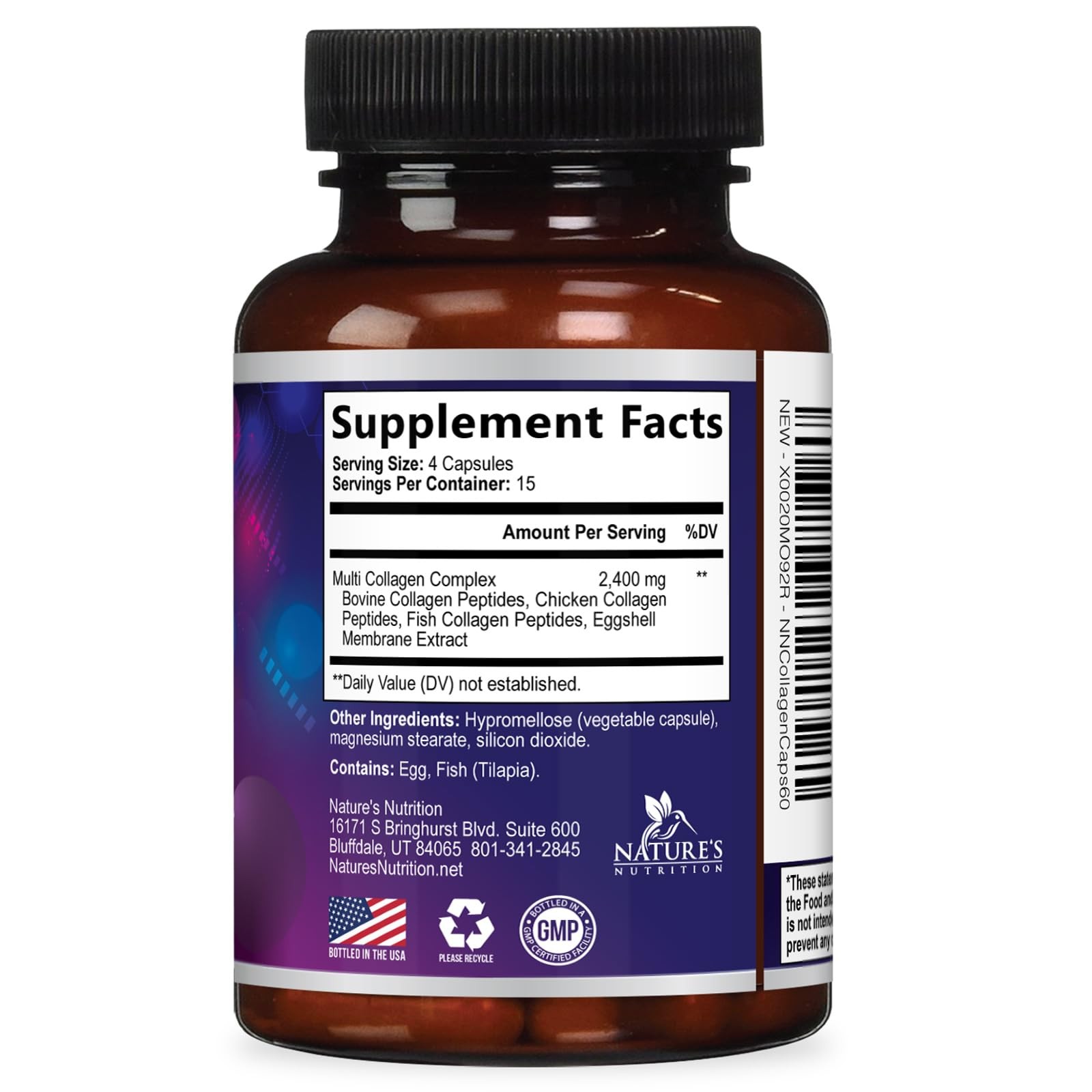 Multi Collagen Complex Pills – Hydrolyzed 60 Count (Pack of 1)