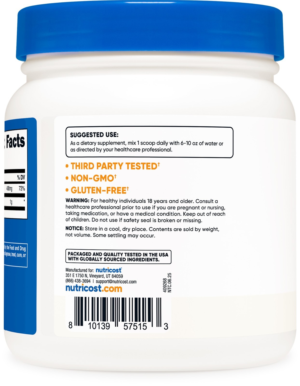 Nutricost Choline Bitartrate (500G) Unflavored – Gluten Free & Non-GMO
