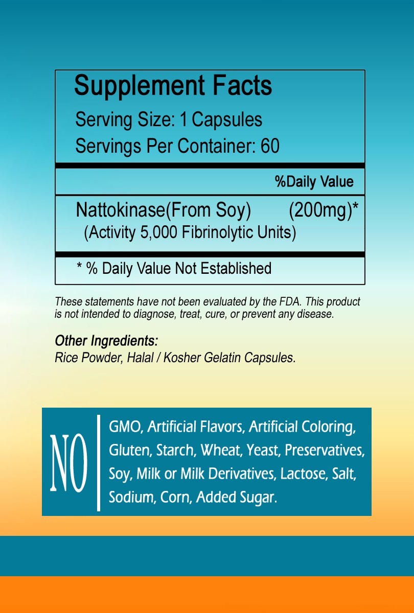 Nattokinase 5,000FU Capsules serving – Gluten Free
