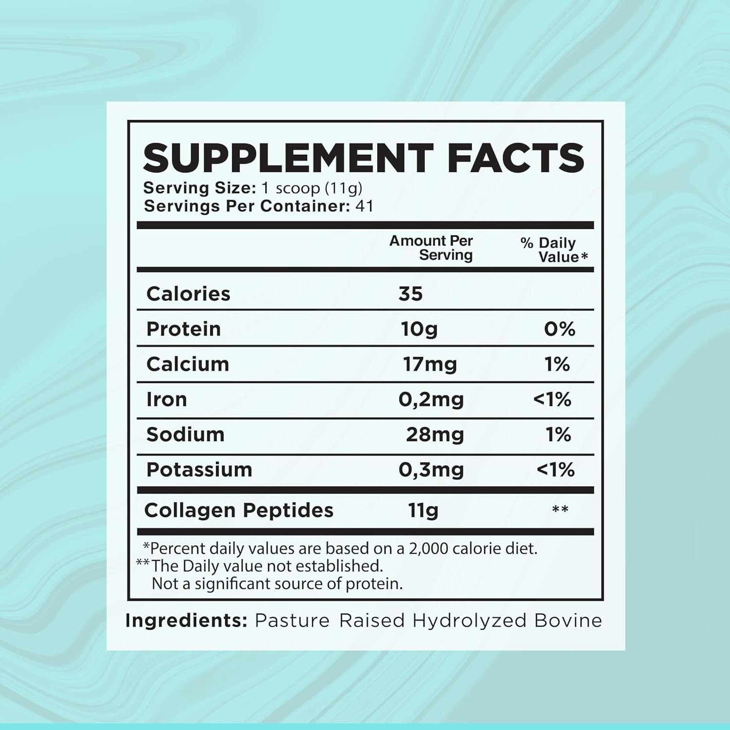 Hydrolyzed Collagen Powder Pasture Raised Non-GMO Grass-Fed Unflavored 5 LB