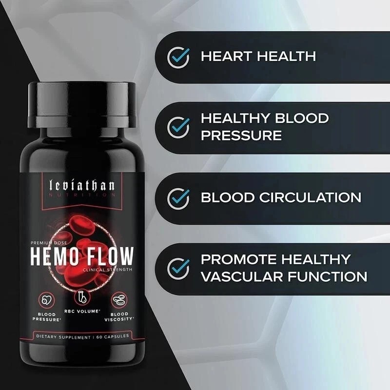 3Pcs-Leviathan Nutrition Hemo Flow Supplement Nattokinase with forNitric Oxide