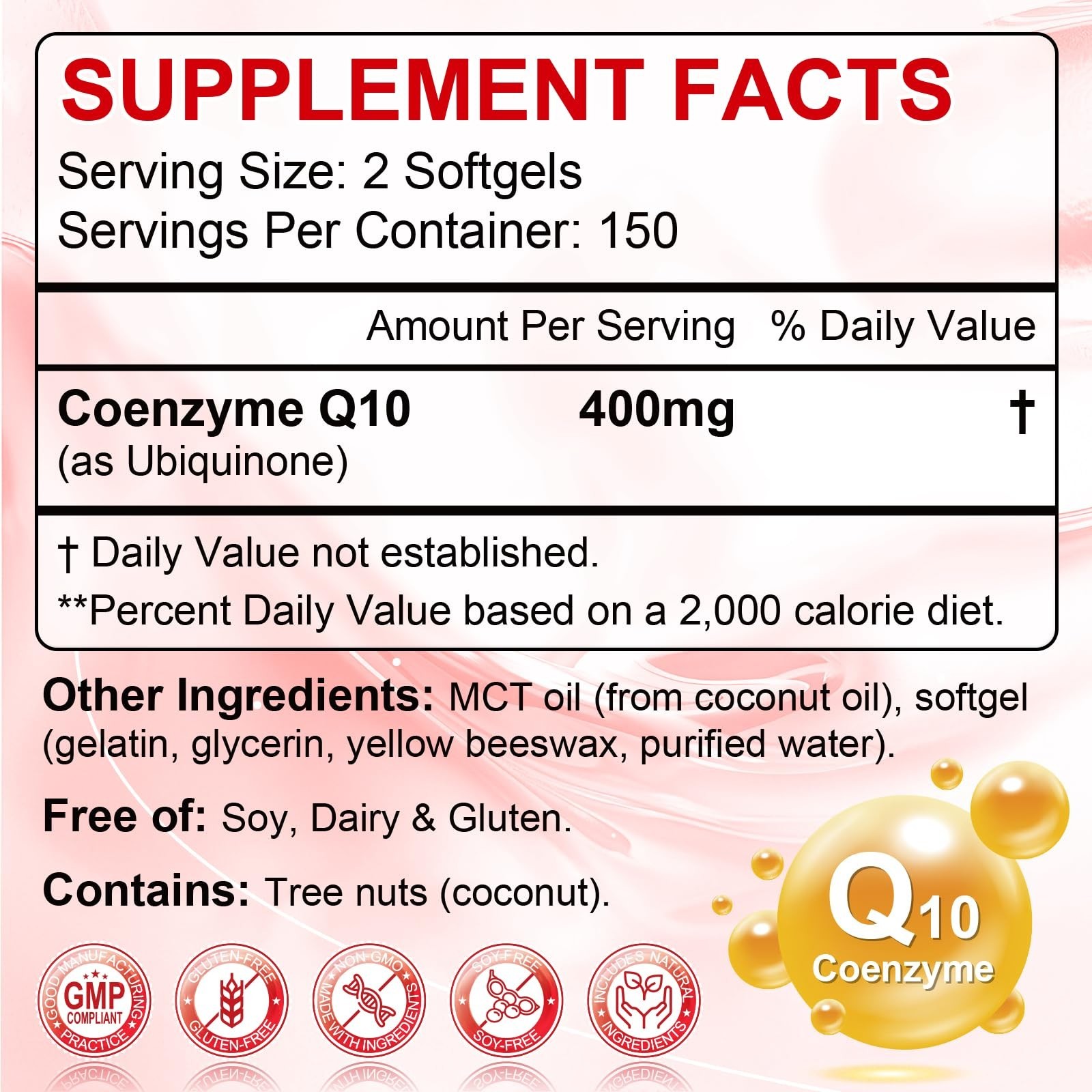 Extra Strength CoQ10 400mg Softgels with MCT Oil – Antioxidant Heart & Energy Su
