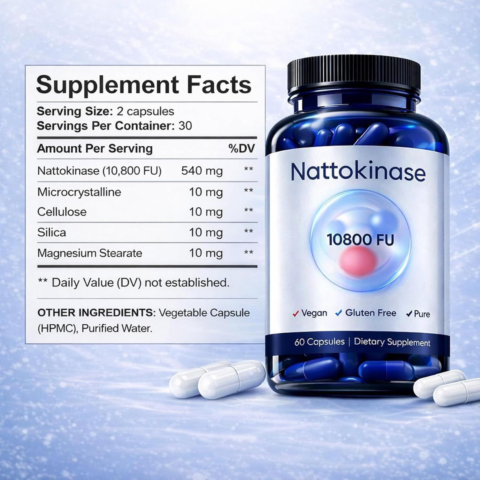 Supplement Nattokinase – 10800 FU Enhanced Health Booster Nutrition 60pcs/box