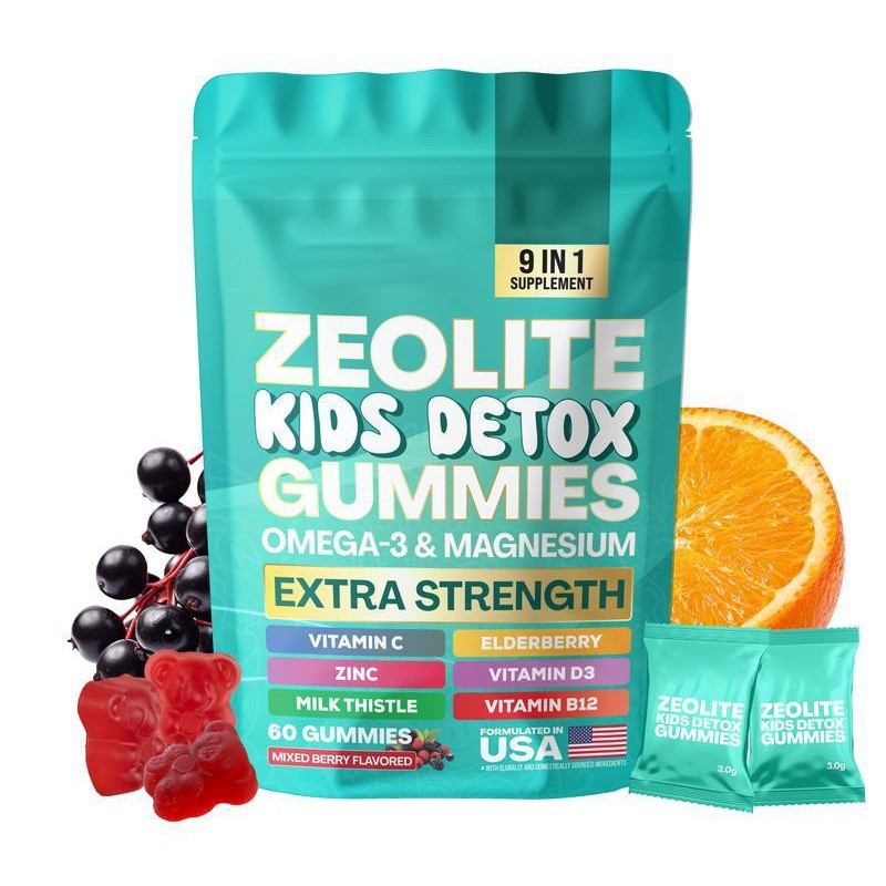 1~5 Bag Zeolite Kids Detox Gummies Mixed Berry Flavored All-in-One 60 Gummies