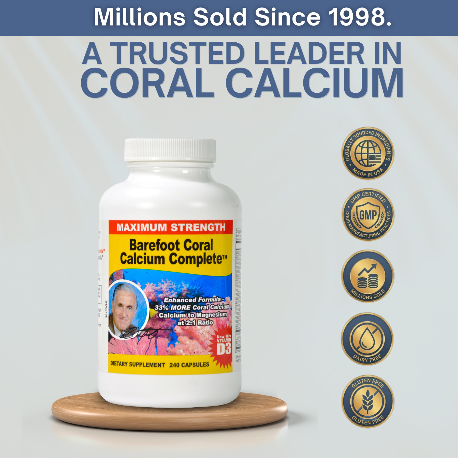 Barefoot Coral Calcium Complete – Bob Barefoot 240 Caps – 1500mg Coral Calcium