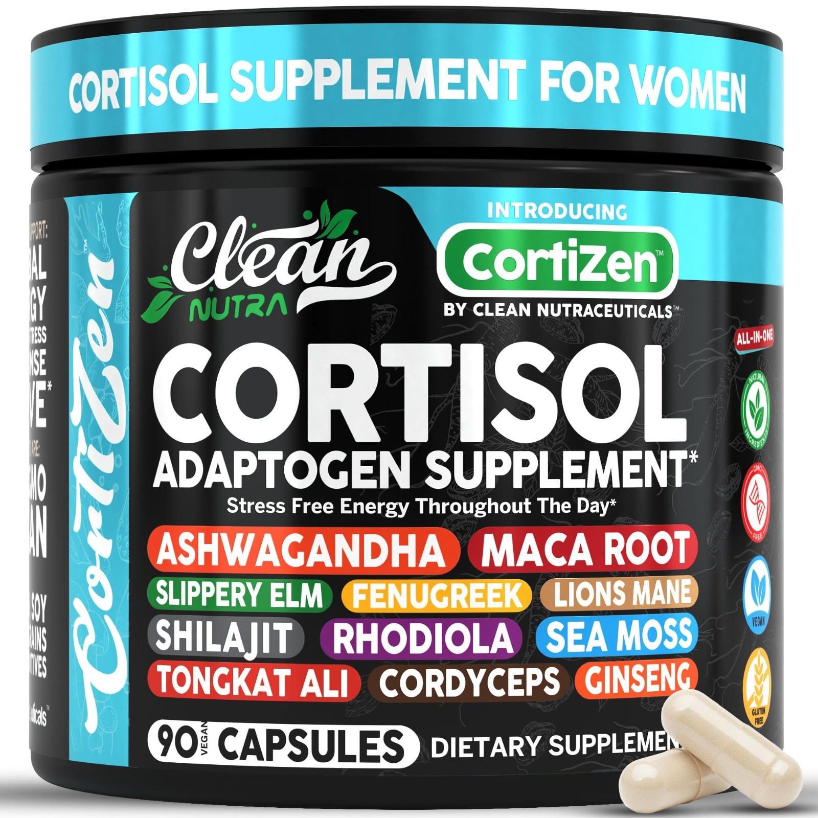 Cortisol Supplements for Women – Maca Root, Ashwagandha, Detox Manager + Ginseng