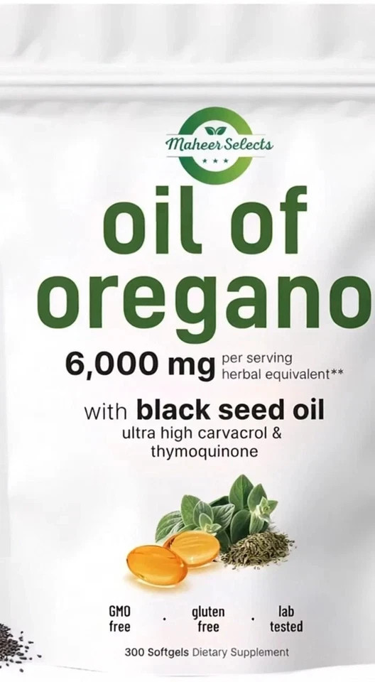 2 in 1 Oil of Oregano & Black Seed Soft Gels Count with Carvacrol,Immune Enhance