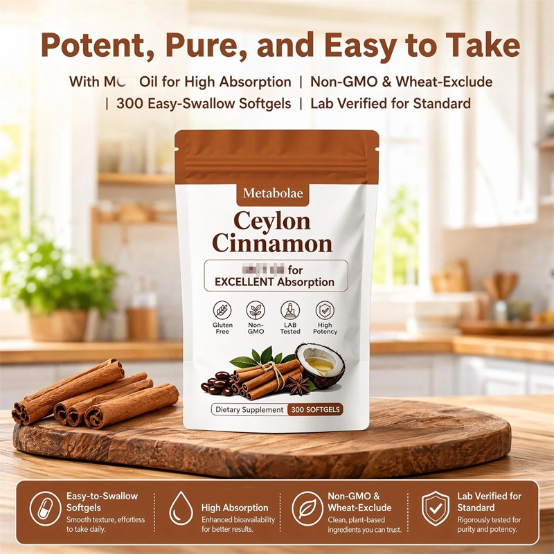 3x Metabolae Cinnamon MCT Oil Softgels, Non-GMO, Gluten Free, 300 Softgels