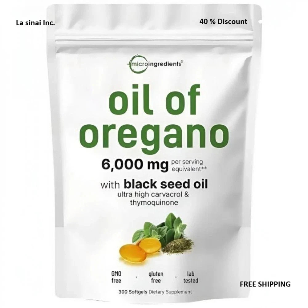 NEW Micro Ingredients 6000mg Oregano Oil & Black Seed Oil 300 Softgels