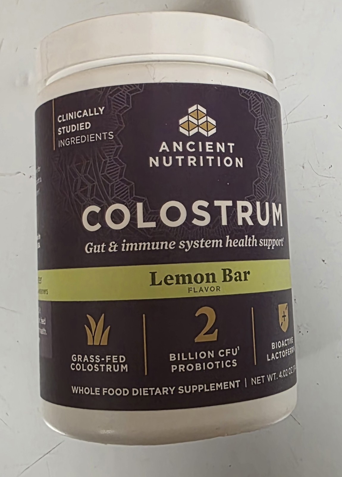 Ancient Nutrition Colostrum Lemon Bar Gut Immune System Support 4 Oz, Exp 12/26